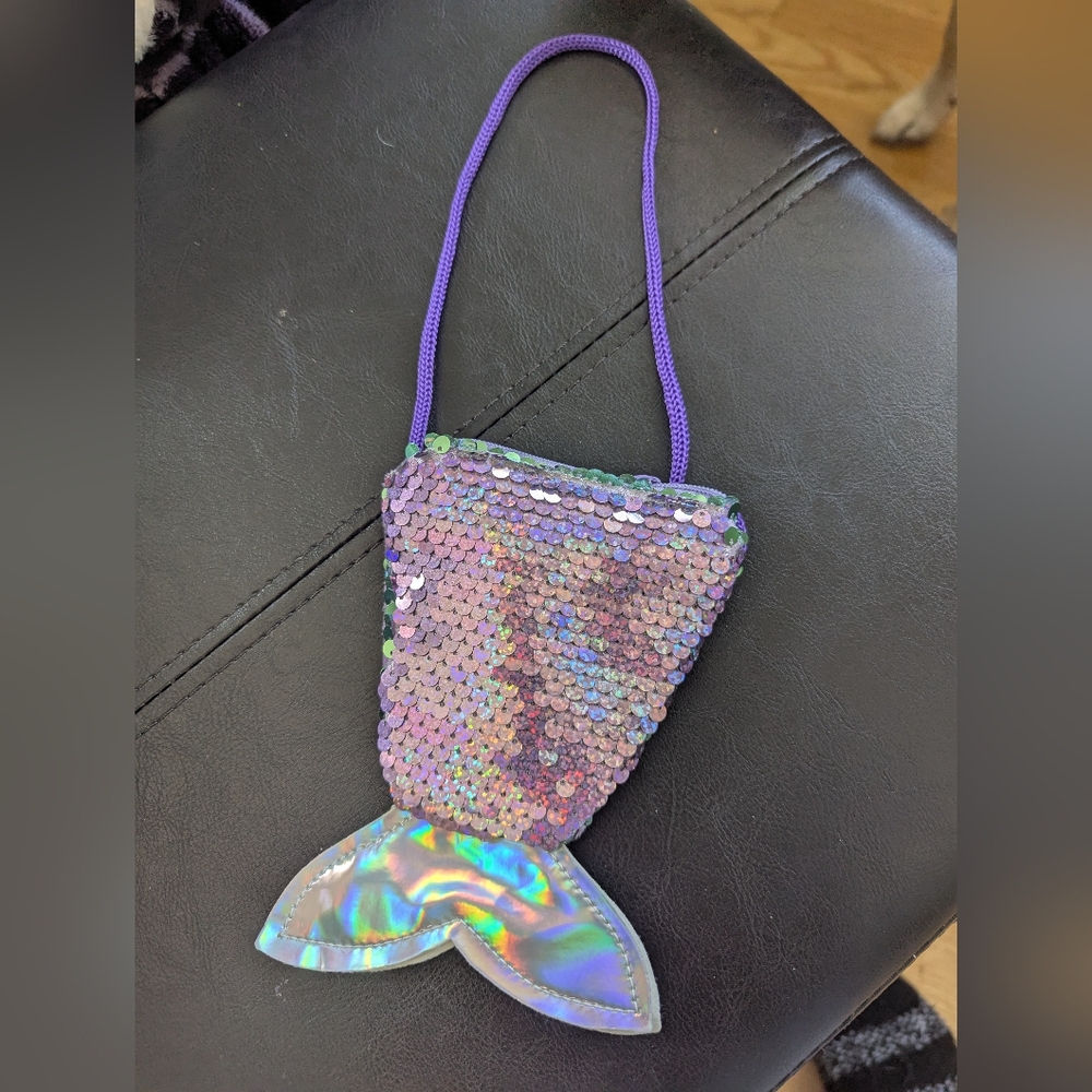 Purple Flip Sequin Mermaid Tail Mini Purse Nwot Party Going Out Little Girl's